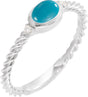 Platinum Oval Natural Turquoise & Natural Diamond Accented Cabochon Ring – 6x4mm