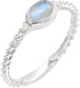 Platinum Oval Natural Rainbow Moonstone & Natural Diamond Accented Cabochon Ring