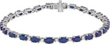 14K Gold Oval Lab-Grown Blue Sapphire & Lab-Grown Diamond Line Bracelet - White Gold