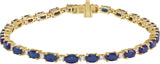 14K Gold Oval Lab-Grown Blue Sapphire & Lab-Grown Diamond Line Bracelet - Yellow Gold