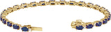 14K Gold Oval Lab-Grown Blue Sapphire & Lab-Grown Diamond Line Bracelet - Yellow Gold - view 3
