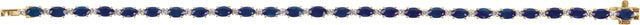 14K Gold Oval Lab-Grown Blue Sapphire & Lab-Grown Diamond Line Bracelet - Yellow Gold - view 2