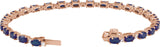 14K Gold Oval Lab-Grown Blue Sapphire & Lab-Grown Diamond Line Bracelet - Rose Gold - view 3
