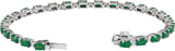 14K Gold Oval Lab-Grown Emerald & Lab-Grown Diamond Line Bracelet - White Gold - view 3