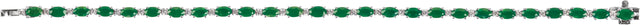 14K Gold Oval Lab-Grown Emerald & Lab-Grown Diamond Line Bracelet - White Gold - view 2