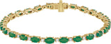 14K Gold Oval Lab-Grown Emerald & Lab-Grown Diamond Line Bracelet - Yellow Gold
