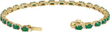 14K Gold Oval Lab-Grown Emerald & Lab-Grown Diamond Line Bracelet - Yellow Gold - view 3