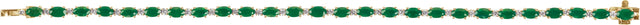 14K Gold Oval Lab-Grown Emerald & Lab-Grown Diamond Line Bracelet - Yellow Gold - view 2