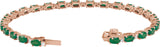 14K Gold Oval Lab-Grown Emerald & Lab-Grown Diamond Line Bracelet - Rose Gold - view 3
