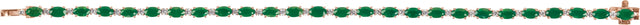 14K Gold Oval Lab-Grown Emerald & Lab-Grown Diamond Line Bracelet - Rose Gold - view 2
