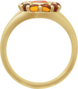 14K Gold Oval Natural Mexican Fire Opal & Natural Citrine Halo-Style Ring - Yellow Gold - view 2