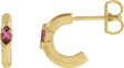 14K Gold Marquise Natural Pink Tourmaline Hoop Earrings - Yellow Gold