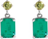 Platinum Emerald Lab-Grown Emerald & Natural Peridot Accented Earrings - view 2