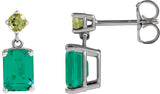 Platinum Emerald Lab-Grown Emerald & Natural Peridot Accented Earrings