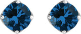 14K Gold Lab-Grown Blue Sapphire Round 4-Prong Stud Earrings - White Gold - view 2