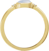 14K Gold Natural Rainbow Moonstone Bezel-Set Cabochon Ring – .03 CTW - Yellow Gold - view 4