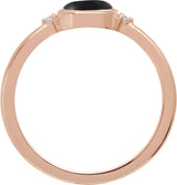 14K Gold Natural Black Onyx Bezel-Set Cabochon Ring – .03 CTW - Rose Gold - view 4