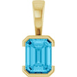 14K Gold Emerald Lab-Grown Aqua Sapphire Half-Bezel Solitaire Pendant