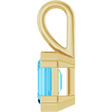 14K Gold Emerald Lab-Grown Aqua Sapphire Half-Bezel Solitaire Pendant - view 3