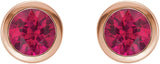14K Gold Lab-Grown Ruby Round Bezel-Set Birthstone Stud Earrings - Rose Gold - view 4