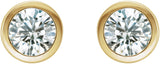 14K Gold Natural Diamond Round Bezel-Set Birthstone Stud Earrings - Yellow Gold - view 4