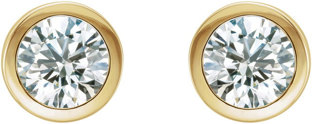 14K Gold Natural Diamond Round Bezel-Set Birthstone Stud Earrings - Yellow Gold - view 4