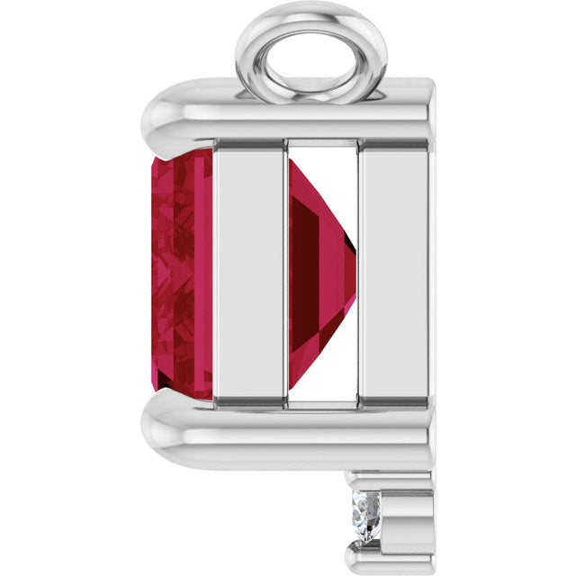 Platinum Emerald Lab-Grown Ruby & Natural Diamond Accented Necklace - view 3