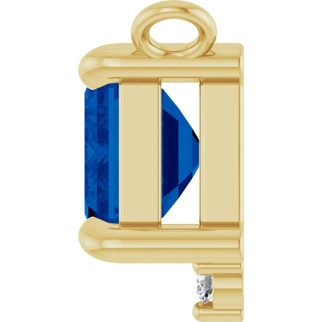 14K Gold Emerald Lab-Grown Blue Sapphire & Lab-Grown Diamond Accented Necklace - Yellow Gold - view 3