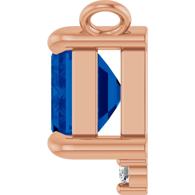 14K Gold Emerald Lab-Grown Blue Sapphire & Lab-Grown Diamond Accented Necklace - Rose Gold - view 3