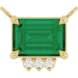 14K Gold Emerald Lab-Grown Emerald & Lab-Grown Diamond Accented Necklace - Yellow Gold