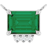 14K Gold Emerald Lab-Grown Emerald & Lab-Grown Diamond Accented Necklace - White Gold
