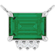 Platinum Emerald Lab-Grown Emerald & Lab-Grown Diamond Accented Necklace