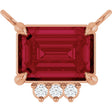 14K Gold Emerald Lab-Grown Ruby & Lab-Grown Diamond Accented Necklace - Rose Gold