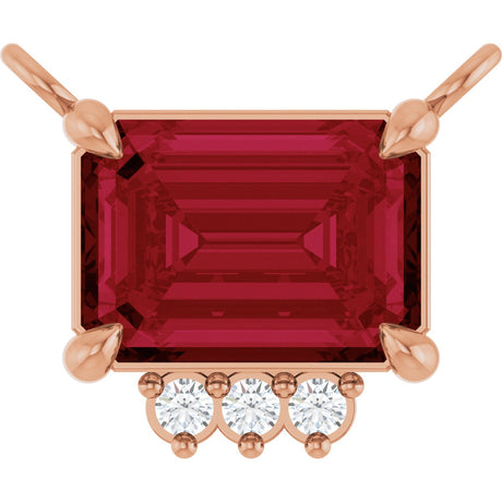 14K Gold Emerald Lab-Grown Ruby & Lab-Grown Diamond Accented Necklace - Rose Gold