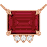 14K Gold Emerald Lab-Grown Ruby & Natural Diamond Accented Necklace - Rose Gold