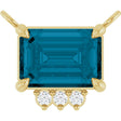 14K Gold Emerald Natural London Blue Topaz & Lab-Grown Diamond Accented Necklace - Yellow Gold
