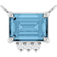 Platinum Emerald Natural Sky Blue Topaz & Natural Diamond Accented Necklace