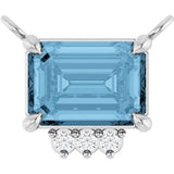14K Gold Emerald Natural Sky Blue Topaz & Lab-Grown Diamond Accented Necklace - White Gold