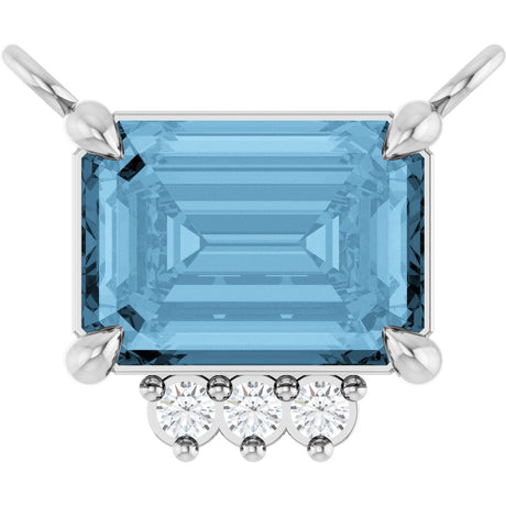 14K Gold Emerald Natural Sky Blue Topaz & Lab-Grown Diamond Accented Necklace - White Gold