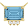 14K Gold Emerald Natural Sky Blue Topaz & Natural Diamond Accented Necklace - Yellow Gold