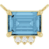 14K Gold Emerald Natural Sky Blue Topaz & Natural Diamond Accented Necklace - Yellow Gold