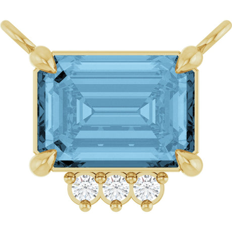14K Gold Emerald Natural Sky Blue Topaz & Lab-Grown Diamond Accented Necklace - Yellow Gold