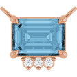 14K Gold Emerald Natural Sky Blue Topaz & Lab-Grown Diamond Accented Necklace - Rose Gold