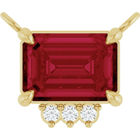 14K Gold Emerald Lab-Grown Ruby & Lab-Grown Diamond Accented Necklace - Yellow Gold