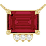 14K Gold Emerald Lab-Grown Ruby & Natural Diamond Accented Necklace - Yellow Gold