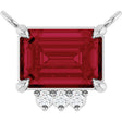 14K Gold Emerald Lab-Grown Ruby & Natural Diamond Accented Necklace - White Gold