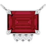Platinum Emerald Lab-Grown Ruby & Natural Diamond Accented Necklace
