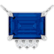 Platinum Emerald Lab-Grown Blue Sapphire & Lab-Grown Diamond Accented Necklace