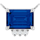 Platinum Emerald Lab-Grown Blue Sapphire & Lab-Grown Diamond Accented Necklace