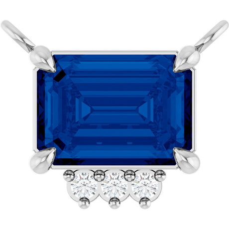 14K Gold Emerald Lab-Grown Blue Sapphire & Lab-Grown Diamond Accented Necklace - White Gold